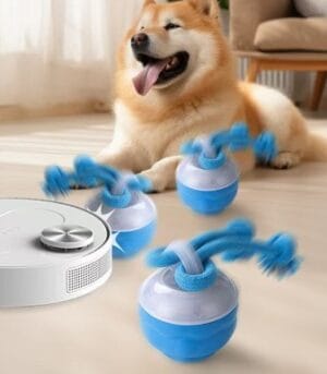 interactive rolling dog ball with rope