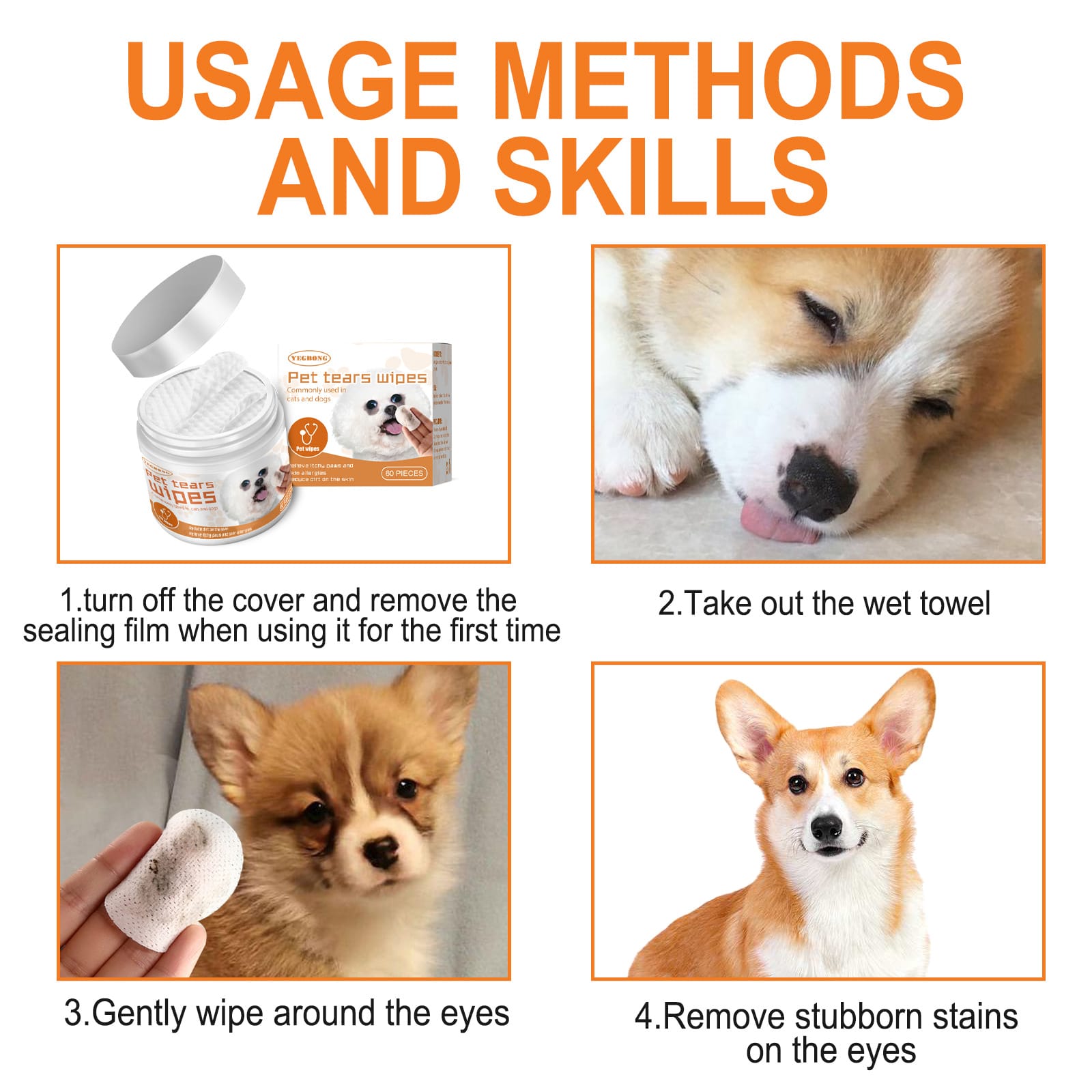 Pet Tear Stain Wipes for Dogs & Cats – Aloe & Chamomile, 60 Count - Image 4