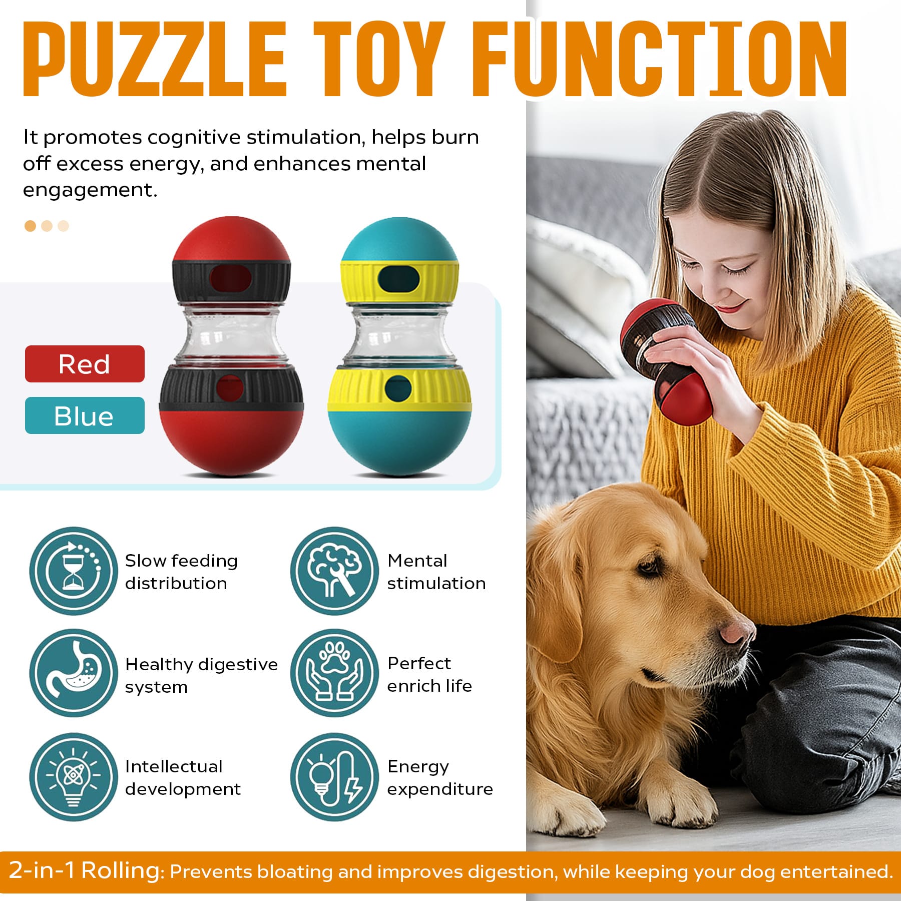 Adjustable Treat Dispensing Puzzle Ball for Dogs - Image 3