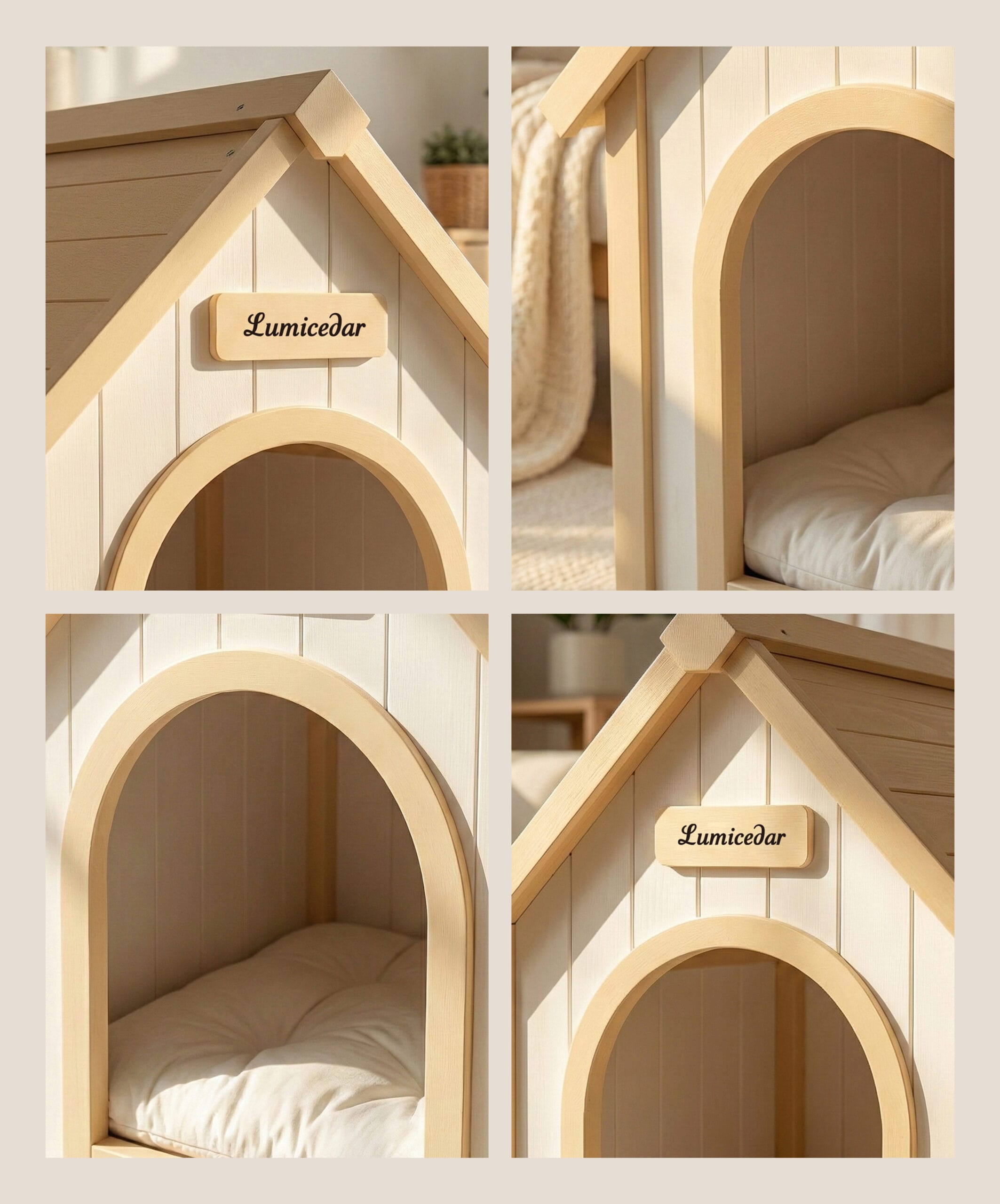 Modern Indoor Wooden Dog House with Cushion – Solid Cedar Pet House - Image 7