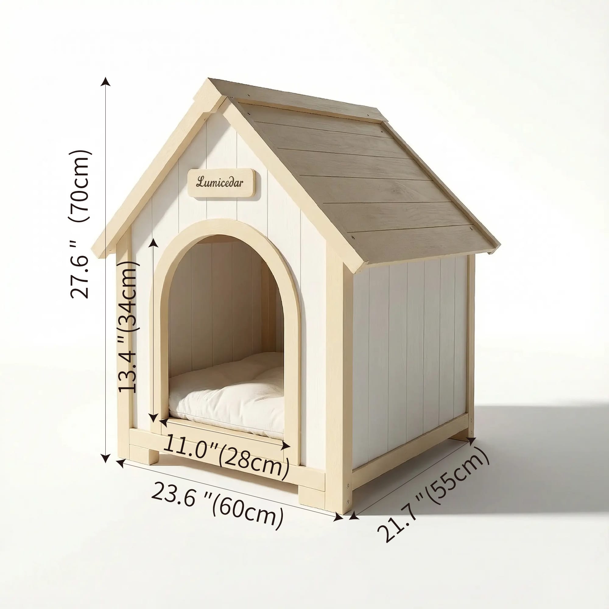 Modern Indoor Wooden Dog House with Cushion – Solid Cedar Pet House - Image 9